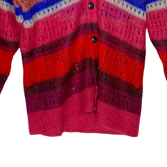 Rag & Bone M Nassau Mohair Silk Blend Cardigan Striped V Neck Multicolor - Picture 6 of 11